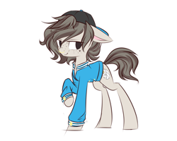 Size: 2021x1617 | Tagged: safe, artist:snowbunny0820, oc, oc:eliot, species:earth pony, species:pony, baseball cap, cap, clothing, hat, male, shirt, simple background, solo, stallion, white background
