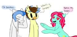 Size: 3463x1692 | Tagged: safe, artist:ggchristian, oc, oc only, oc:gg christian, species:earth pony, species:hippogriff, species:pony, female, mare, notice me senpai, simple background, underhoof, white background