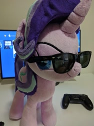 Size: 1536x2048 | Tagged: safe, artist:nazegoreng, character:starlight glimmer, species:pony, species:unicorn, irl, photo, plushie, smiling, smirk, smug, smuglight glimmer, solo, sunglasses