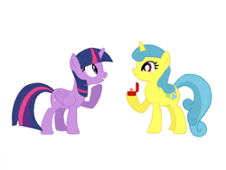 Size: 1024x768 | Tagged: safe, artist:turnaboutart, base used, character:lemon hearts, character:twilight sparkle, character:twilight sparkle (alicorn), species:alicorn, species:pony, species:unicorn, fanfic:twilight sparkle and lemon hearts love life, ship:lemonlight, box, diamond ring, female, lesbian, marriage proposal, ring, shipping