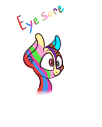 Size: 2000x2500 | Tagged: safe, artist:claudearts, oc, oc:eyesore, bald, derp, eye candy, god is dead, heterochromia, multicolored, needs more saturation, simple background, solo, white background