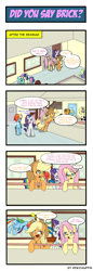 Size: 660x1914 | Tagged: safe, artist:reikomuffin, character:applejack, character:fluttershy, character:rainbow dash, character:rarity, comic, fluttershy is not amused, glasses, pun, unamused