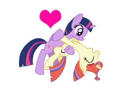 Size: 1024x768 | Tagged: safe, artist:turnaboutart, character:moondancer, character:twilight sparkle, character:twilight sparkle (alicorn), species:alicorn, species:pony, species:unicorn, ship:twidancer, dancing, female, heart, holding hooves, lesbian, mare, missing accessory, shipping, simple background, smiling, transparent background