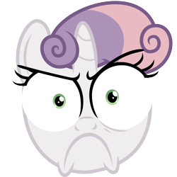 Size: 5000x5000 | Tagged: safe, artist:tim015, artist:zutheskunk traces, character:sweetie belle, absurd resolution, frown, raised eyebrow, simple background, special eyes, transparent background, vector, vector trace, wide eyes