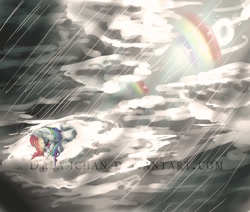 Size: 900x762 | Tagged: safe, artist:dream--chan, character:rainbow dash, cloud, cloudy, rain, rainbow