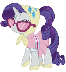 Size: 10000x11000 | Tagged: safe, artist:sunshi, character:rarity, species:pony, species:unicorn, episode:the end in friend, g4, my little pony: friendship is magic, absurd resolution, camping outfit, clothing, dress, female, simple background, solo, sunglasses, transparent background, vector