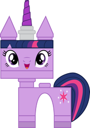 Size: 2257x3187 | Tagged: safe, artist:kwark85, character:twilight sparkle, crossover, female, lego, simple background, solo, tara strong, the lego movie, transparent background, unikitty, unikitty! (tv series), voice actor joke