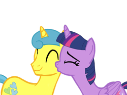 Size: 1024x768 | Tagged: safe, artist:turnaboutart, base used, character:lemon hearts, character:twilight sparkle, character:twilight sparkle (alicorn), species:alicorn, species:pony, species:unicorn, ship:lemonlight, citrus heart, citruslight, cutie mark, female, half r63 shipping, kiss on the cheek, kissing, male, mare, rule 63, shipping, simple background, stallion, straight, transparent background