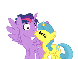 Size: 1024x768 | Tagged: safe, artist:turnaboutart, base used, character:lemon hearts, character:twilight sparkle, character:twilight sparkle (alicorn), oc:dusk shine, species:alicorn, species:pony, species:unicorn, ship:lemonlight, cutie mark, duskhearts, female, half r63 shipping, kiss on the lips, kissing, male, mare, prince dusk, rule 63, shipping, simple background, stallion, straight, surprise kiss, surprised, transparent background