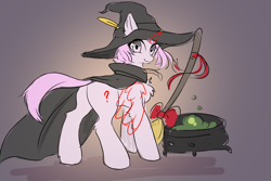 Size: 3000x2000 | Tagged: safe, artist:detectiveneko, broom, clothing, commission, halloween, hat, holiday, solo, witch, witch hat, your character here