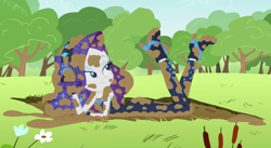 Size: 902x493 | Tagged: safe, artist:thedarkpony, edit, edited screencap, screencap, character:rarity, episode:the other side, g4, my little pony: equestria girls, my little pony:equestria girls, female, i love being covered in mud, mud, mud edit, muddy, rarity loves mud, solo, wet and messy