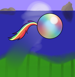 Size: 726x750 | Tagged: safe, artist:hip-indeed, character:rainbow dash, ambiguous gender, ball, crossover, jumping, rainball, rolling, solo, sonic the hedgehog (series), spin dash