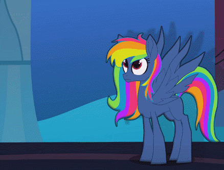 Size: 438x333 | Tagged: safe, artist:galacticflashd, character:evil pie hater dash, character:rainbow dash, species:pegasus, species:pony, episode:secrets and pies, g4, my little pony: friendship is magic, adorapiehater, alternate hairstyle, animated, cute, female, gif, looking up, solo, wings flapping