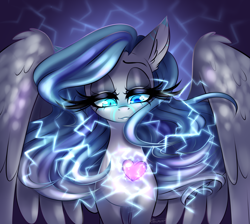 Size: 1614x1447 | Tagged: safe, artist:ggchristian, oc, oc:electric heartbeat, species:pegasus, species:pony, electricity, female, heart, mare, solo