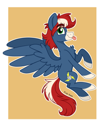 Size: 708x850 | Tagged: safe, artist:pink-pone, oc, oc:lightning, species:pegasus, species:pony, male, pegasus oc, solo, stallion, tongue out, wings