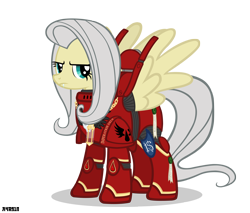 Size: 2000x1703 | Tagged: safe, artist:a4r91n, character:flutterbat, character:fluttershy, blood angels, crossover, fangs, hilarious in hindsight, power armor, powered exoskeleton, purity seal, warhammer (game), warhammer 40k