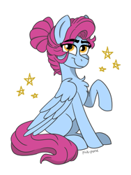 Size: 675x900 | Tagged: safe, artist:pink-pone, oc, oc:last star, species:pegasus, species:pony, female, mare, simple background, sitting, solo, white background
