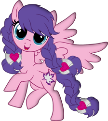 Size: 940x1049 | Tagged: safe, artist:galacticflashd, oc, oc only, oc:ruby tinsel, species:pegasus, species:pony, 2019 community collab, derpibooru community collaboration, bow, braided pigtails, braided tail, cutie mark, female, simple background, solo, standing, standing on one leg, transparent background