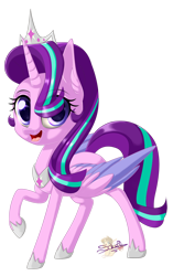 Size: 626x1000 | Tagged: safe, artist:unisoleil, character:starlight glimmer, species:alicorn, species:pony, alicornified, cute, female, high res, jewelry, looking at you, mare, race swap, regalia, simple background, smiling, solo, starlicorn, tiara, transparent background, xk-class end-of-the-world scenario