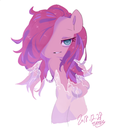 Size: 1420x1500 | Tagged: safe, artist:potetecyu_to, character:pinkamena diane pie, character:pinkie pie, species:earth pony, species:pony, broken glass, female, heart eyes, looking at you, mare, solo, wingding eyes