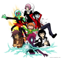 Size: 720x688 | Tagged: safe, artist:crydius, character:fizzlepop berrytwist, character:tempest shadow, oc, oc:crydius, species:human, my little pony: the movie (2017), my little pony:equestria girls, adventure time, alien, catgirl, catra, chara, crona, crossover, dagger, electricity, elements of disharmony, female, glowing eyes, glowing scar, lightning, lord dominator, male, marshall lee, pointed ears, she-ra and the princesses of power, simple background, soul eater, transparent background, undertale, vampire, wander over yonder, weapon