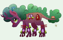 Size: 2785x1789 | Tagged: safe, artist:emera33, artist:pink-pone, edit, building pony, candle, collaboration, color edit, colored, golden oaks library, library, original species, ponified, ponified building, simple background, smiling, solo, telescope, tree pony, white background