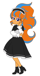 Size: 2000x3800 | Tagged: safe, artist:gabosor, derpibooru original, part of a set, oc, oc:cold front, my little pony:equestria girls, boots, clothing, crossdressing, cute, dress, femboy, hair extensions, headband, lidded eyes, lipstick, lolita fashion, male, ponytail, princess princess, shoes, simple background, smiling, smug, solo, transparent background