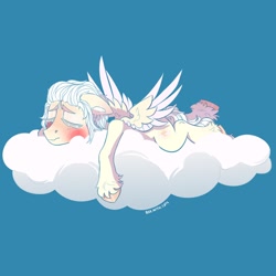 Size: 604x604 | Tagged: safe, artist:kotya, oc, species:pegasus, species:pony, cloud, lying down, resting, sleeping, solo, wings