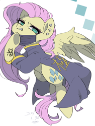 Size: 1300x1720 | Tagged: safe, artist:potetecyu_to, character:fluttershy, species:pegasus, species:pony, clothing, female, mare, solo
