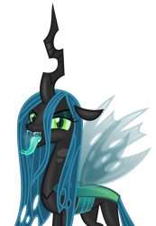 Size: 8450x12239 | Tagged: safe, artist:emu34b, character:queen chrysalis, species:changeling, .svg available, absurd resolution, breath, changeling queen, drool, female, mawshot, open mouth, sharp teeth, simple background, solo, teeth, tongue out, transparent background, vector