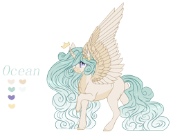 Size: 1082x826 | Tagged: safe, artist:lunawolf28, oc, oc:ocean, species:alicorn, species:pony, female, mare, reference sheet, simple background, solo, transparent background