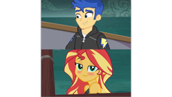 Size: 1920x1080 | Tagged: safe, artist:kingdark0001, edit, character:flash sentry, character:sunset shimmer, ship:flashimmer, g4, my little pony: equestria girls, my little pony:equestria girls, female, male, shipping, straight, the little mermaid
