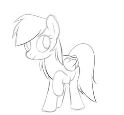 Size: 600x558 | Tagged: safe, artist:naroclie, character:rainbow dash, species:pegasus, species:pony, black and white, female, grayscale, mare, monochrome, raised hoof, simple background, sketch, solo, white background