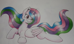Size: 1657x985 | Tagged: safe, artist:jellysiek, character:princess celestia, species:alicorn, species:pony, crayon drawing, cute, female, marker drawing, prone, shading, simple background, smiling, solo, traditional art