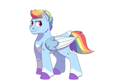 Size: 1280x854 | Tagged: safe, artist:itstechtock, character:rainbow dash, species:pony, alternate design, alternate hairstyle, female, palindrome get, simple background, solo, transparent background, two toned wings