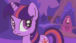 Size: 1280x720 | Tagged: safe, artist:pix3m, character:twilight sparkle, cover art, golden oaks library, library, pixel art