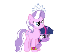 Size: 1024x768 | Tagged: safe, artist:turnaboutart, character:diamond tiara, character:twilight sparkle, character:twilight sparkle (alicorn), species:alicorn, species:earth pony, species:pony, fanfic:mama applejack, age progression, age regression, alternate hairstyle, alternate universe, aunt and niece, cutie mark, female, filly, implied diamondbloom, jewelry, mare, ring, simple background, the cmc's cutie marks, tiara, transparent background