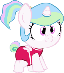 Size: 548x624 | Tagged: safe, artist:megarainbowdash2000, character:princess celestia, species:pony, episode:between dark and dawn, g4, my little pony: friendship is magic, age regression, baby, baby pony, cewestia, cute, diaper, female, filly, foal, onesie, simple background, transparent background, younger