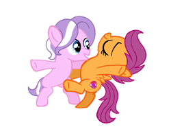 Size: 1024x768 | Tagged: safe, artist:turnaboutart, edit, character:diamond tiara, character:scootaloo, species:earth pony, species:pegasus, species:pony, colt, cutie mark, dancing, diamond crown, eyes closed, female, filly, half r63 shipping, male, rule 63, scootacrown, scootiara, shipping, simple background, straight, the cmc's cutie marks, transparent background