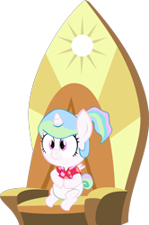 Size: 5118x7728 | Tagged: safe, artist:megarainbowdash2000, character:princess celestia, species:pony, episode:between dark and dawn, g4, my little pony: friendship is magic, age regression, baby, baby pony, cewestia, diaper, female, filly, foal, simple background, solo, throne, transparent background, younger