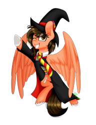 Size: 2000x2600 | Tagged: safe, artist:redheartponiesfan, oc, oc:candy-chan, species:pegasus, species:pony, clothing, female, gryffindor, harry potter, hat, mare, simple background, solo, transparent background, witch hat