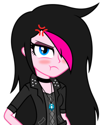 Size: 1157x1405 | Tagged: safe, artist:kingdark0001, oc, oc:zoe star pink, my little pony:equestria girls, angry, choker, clothing, female, jewelry, lidded eyes, necklace, simple background, solo, transparent background, vector