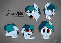 Size: 2833x2001 | Tagged: safe, artist:oinktweetstudios, oc, oc only, oc:delta vee, species:pegasus, species:pony, :/, angry, colored sketch, crying, emotions, eyes closed, female, glasses, gray background, mare, open mouth, simple background, sketch, solo