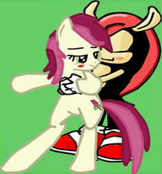 Size: 629x673 | Tagged: safe, artist:kaiamurosesei, character:roseluck, crossover, crossover shipping, female, interspecies, male, mighty the armadillo, mightyrose, shipping, sonic the hedgehog (series), straight