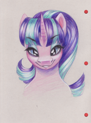 Size: 1800x2433 | Tagged: safe, artist:faline-art, character:starlight glimmer, species:pony, species:unicorn, female, lidded eyes, mare, s5 starlight, smiling, solo, traditional art