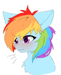Size: 1323x1611 | Tagged: safe, artist:detectiveneko, character:rainbow dash, species:pegasus, species:pony, blushing, bust, chest fluff, cute, dashabetes, ear fluff, female, heart eyes, mare, simple background, solo, white background, wingding eyes