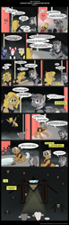Size: 800x2598 | Tagged: safe, artist:digoraccoon, artist:winged cat, oc, oc only, oc:doc wagon, oc:gin gear, species:earth pony, species:pegasus, species:pony, comic:friendship is dragons, armor, caught, clothing, collaboration, comic, dialogue, earth pony oc, female, flying, glasses, guard, looking up, male, mare, pegasus oc, pointing, raised hoof, smiling, spaceship, stallion, suspicious, wings