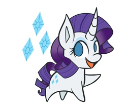 Size: 1000x845 | Tagged: safe, artist:aeritus, character:rarity, species:pony, species:unicorn, chibi, cute, cutie mark background, female, no pupils, open mouth, raribetes, solo