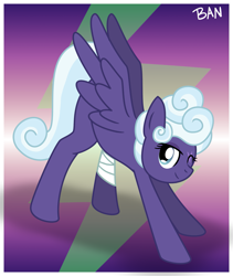 Size: 1507x1786 | Tagged: safe, artist:banquo0, character:rolling thunder, species:pegasus, species:pony, episode:the washouts, g4, my little pony: friendship is magic, bandage, eye scar, female, one eye closed, scar, solo, spread wings, stretch, wings, wink