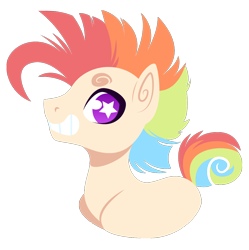 Size: 1000x1005 | Tagged: safe, artist:xnightmelody, oc, species:earth pony, species:pony, multicolored hair, rainbow hair